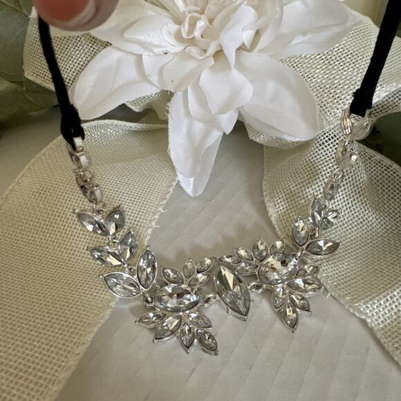 Silver Rhinestone Necklace Fashion Statement Women’s Formal Collar Adaptable - Picture 5 of 8